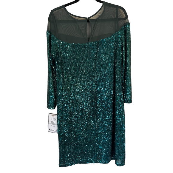 R&M Richards Short Sequin Emerald Slip On Cocktail Dress Size 14 - Picture 4 of 7